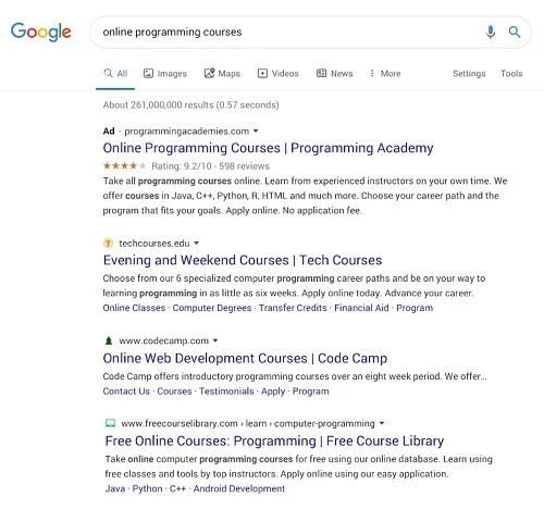 Nieuwe zoekresultaten van Google