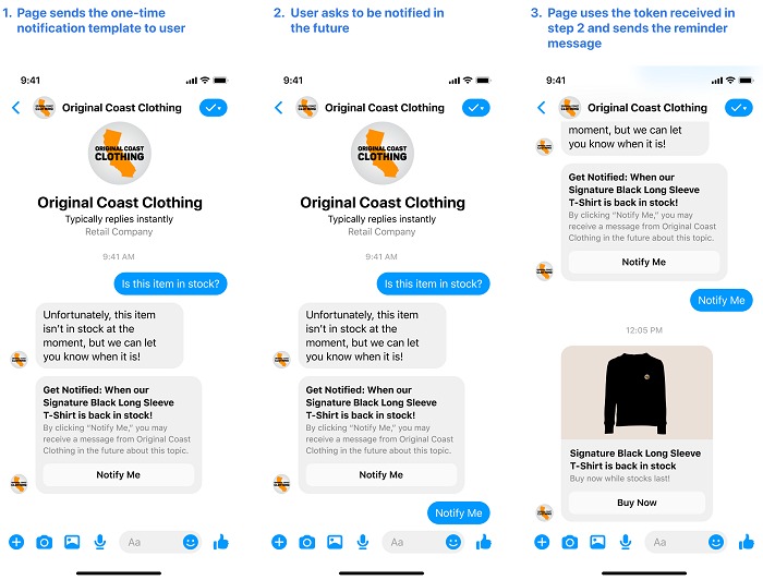 Eenmalige notificaties Facebook Messenger