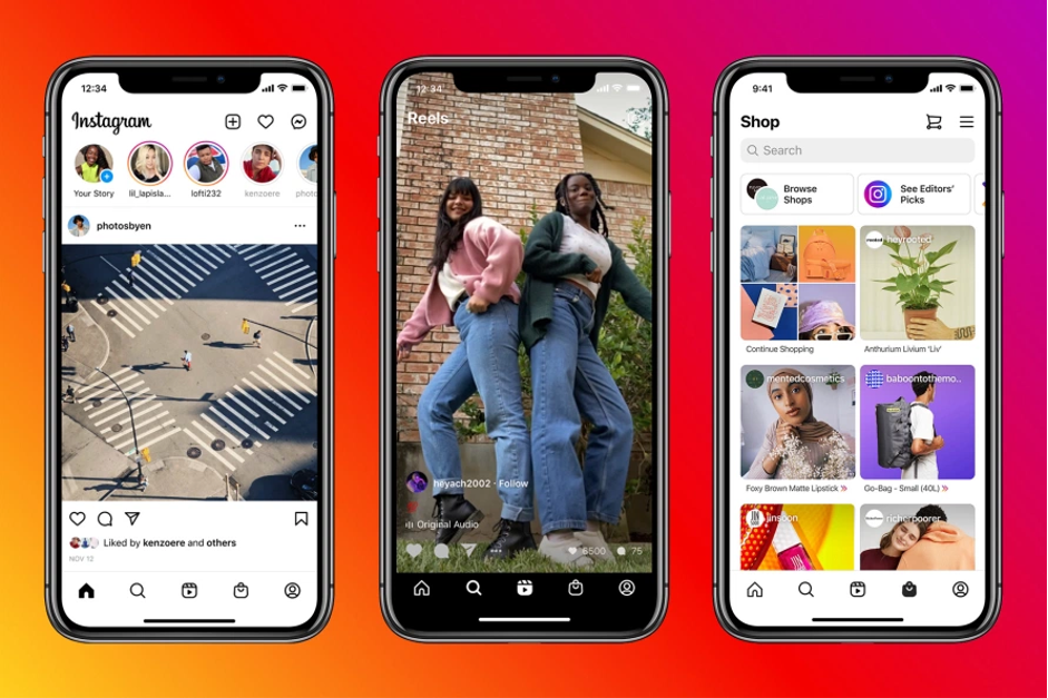Reels en shops tab in instagram