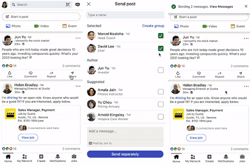 Deel een LinkedIn bericht met meerdere mensen